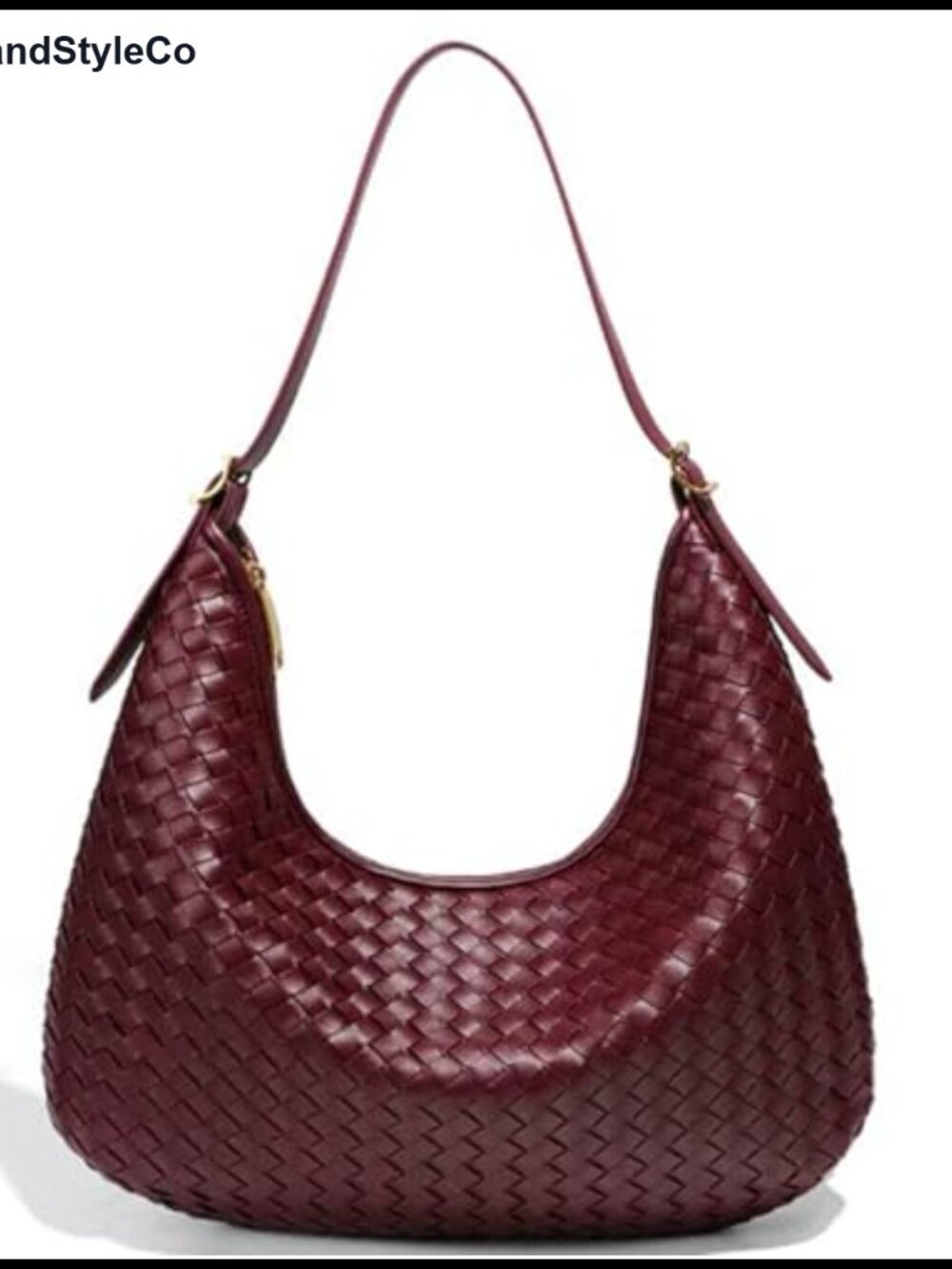 Woven Vegan Leather Hobo Shoulder Bag with Zipper